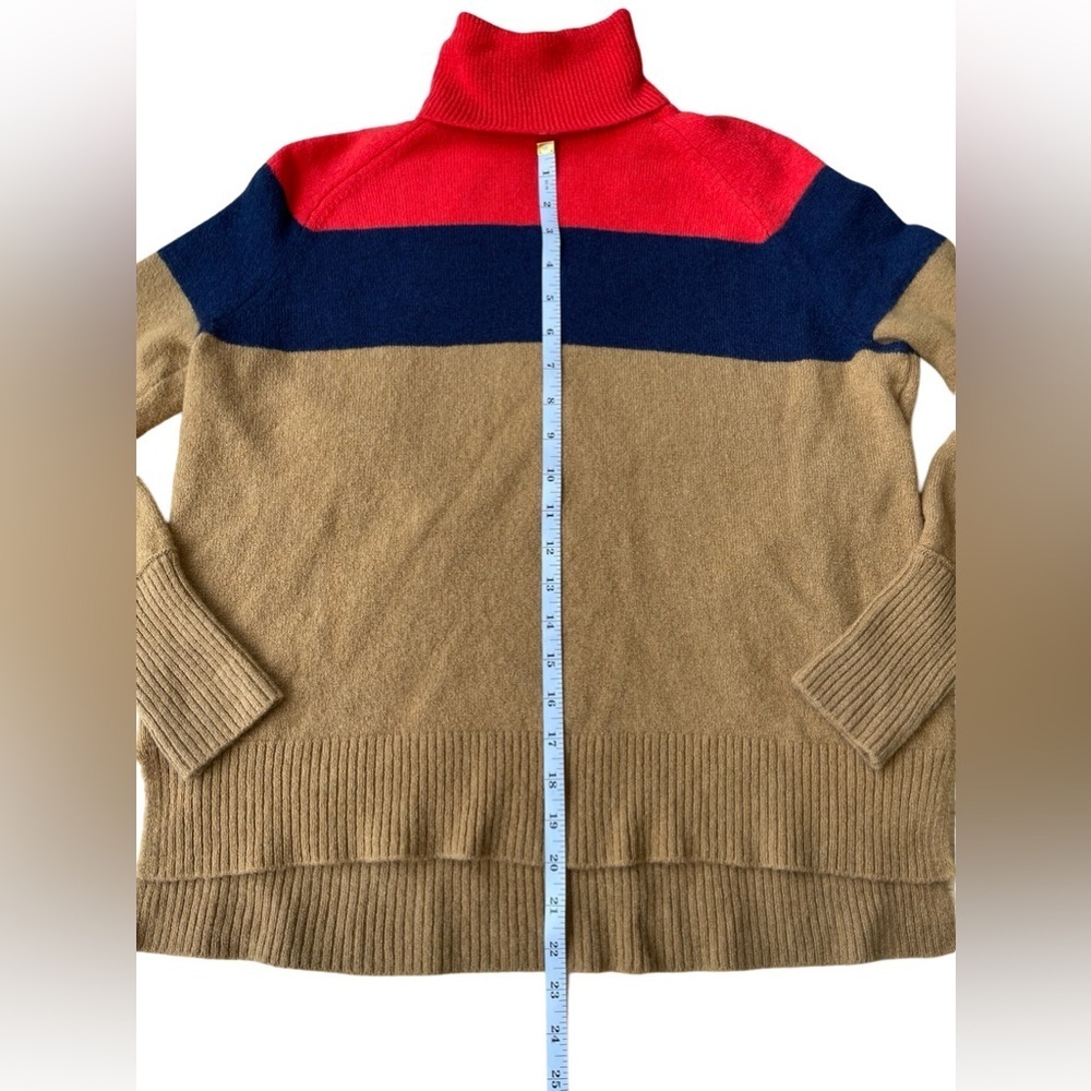 J.Crew Colorblock Turtleneck Sweater Camel Navy Red - Size XS - Picture 7 of 11